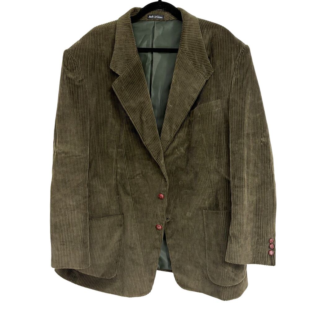 Zagato Men's Green Corduroy Cotton/Polyester Button Up Blazer Jacket Size L/XL